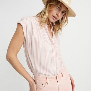 SALE Lucky Brand Coral Stripe Button Up Shirt